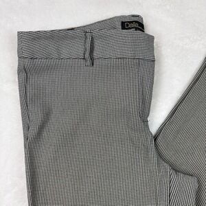 Dalia Womens Stretch Ankle Pants Herringbone Black White Crop Pants Slim Fit 8